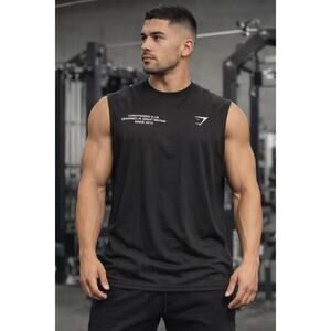 Gymshark Conditioning Club Oversized Tank Black L Graphic Logo
